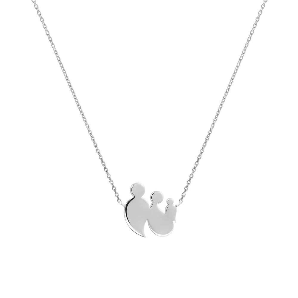 New Family Gold Charm Necklace In White Gold
