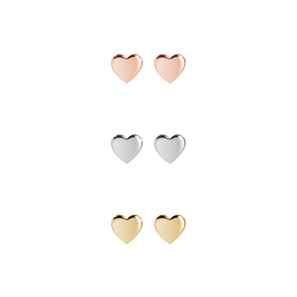 All Three Options Of The Tiny Gold Heart Studs