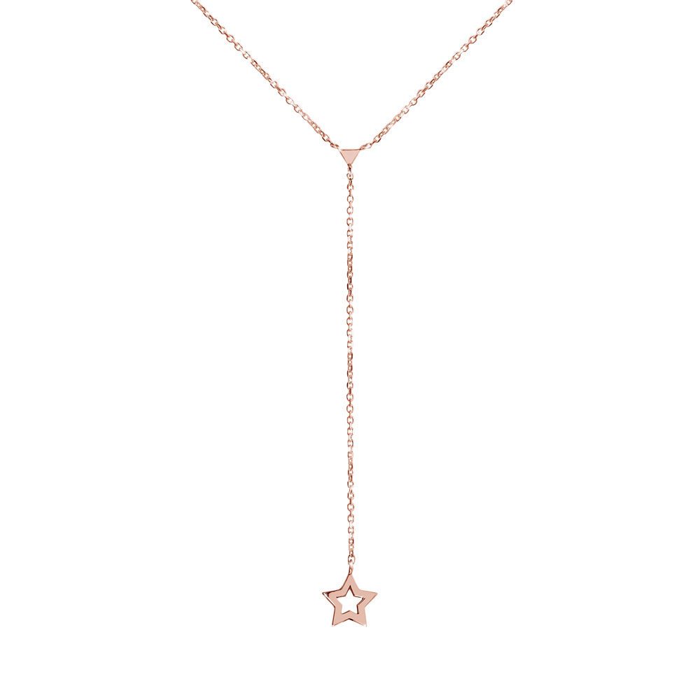 Rose Gold Y Triangle Necklace with a Dainty Star