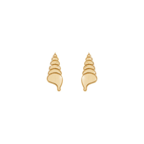 Small Snail Seashell Studs made of Yellow Gold
