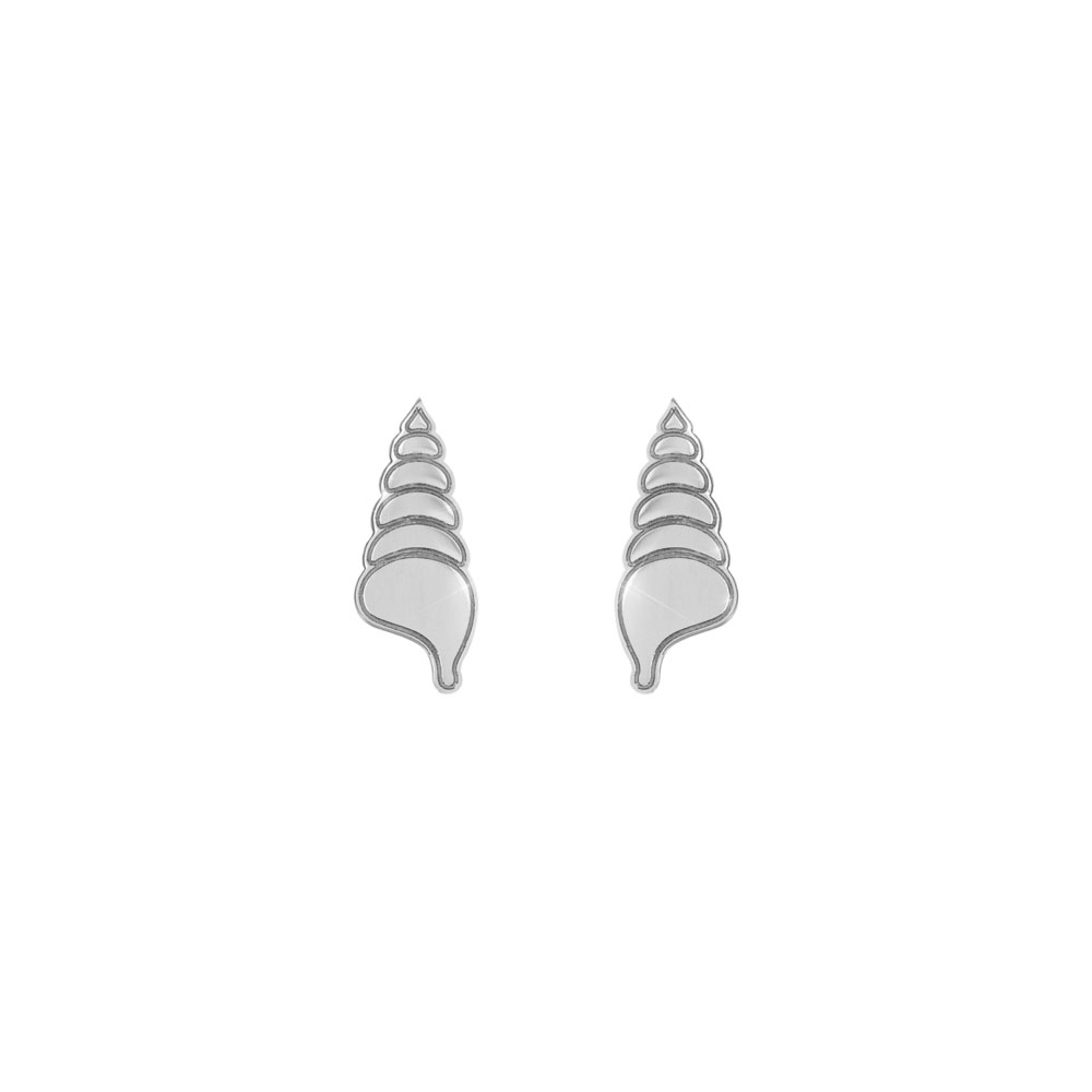 Small Snail Seashell Studs made of White Gold