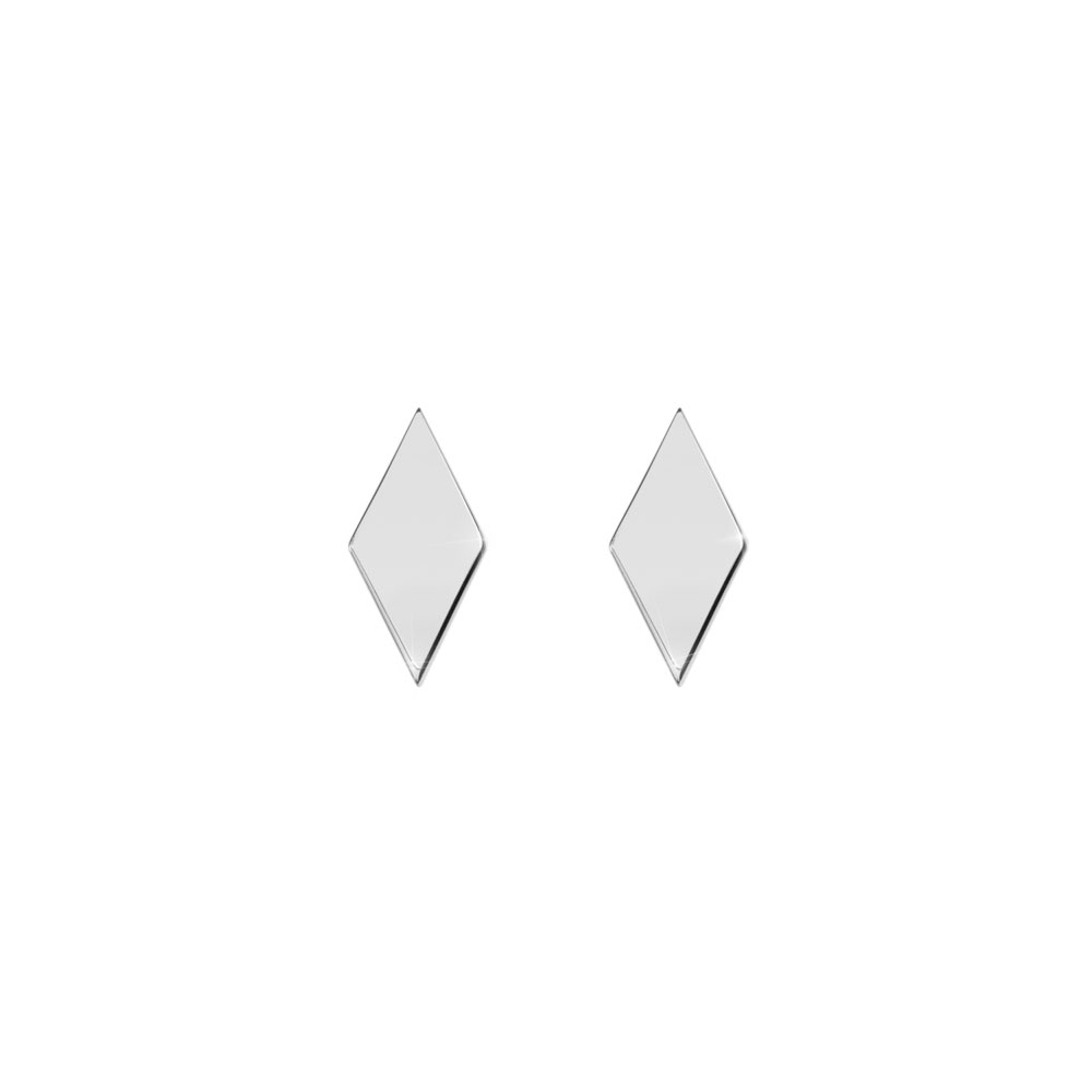 Dainty Rhombus White Gold Stud Earrings