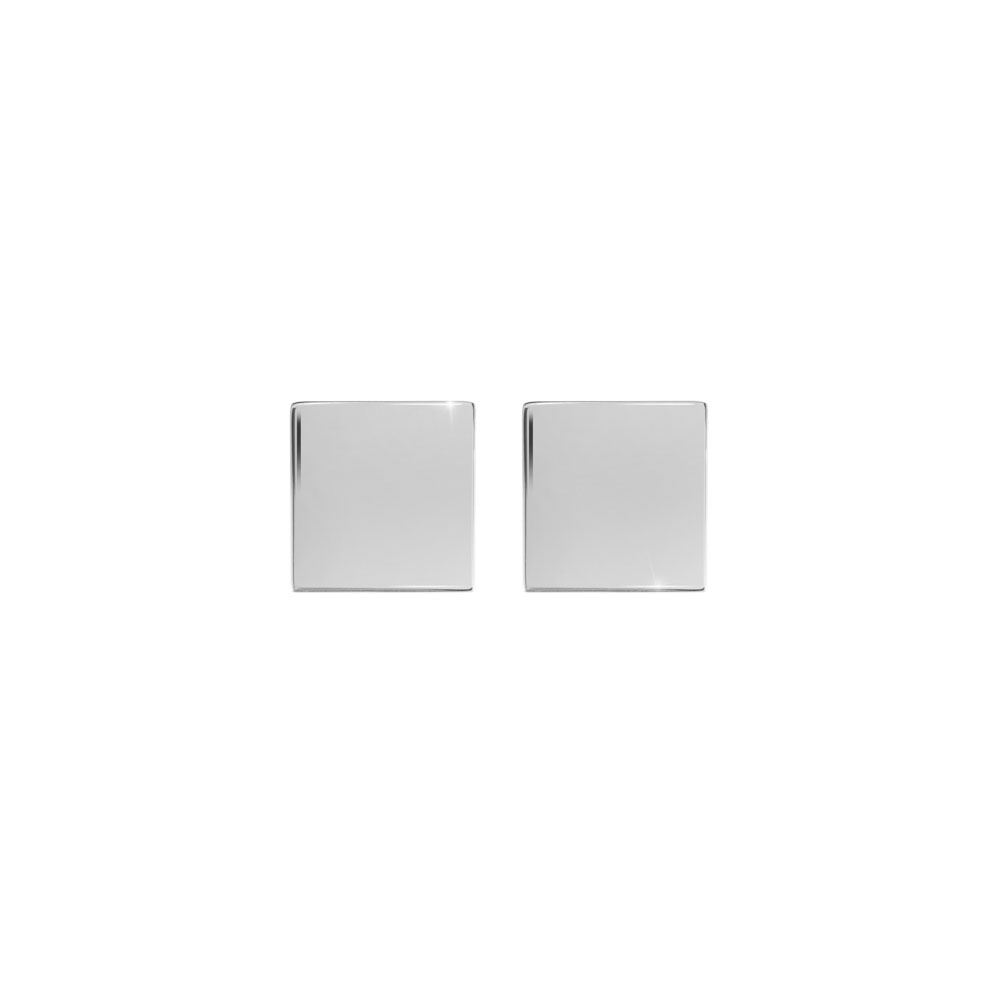 Simple White Gold Square Stud Earrings