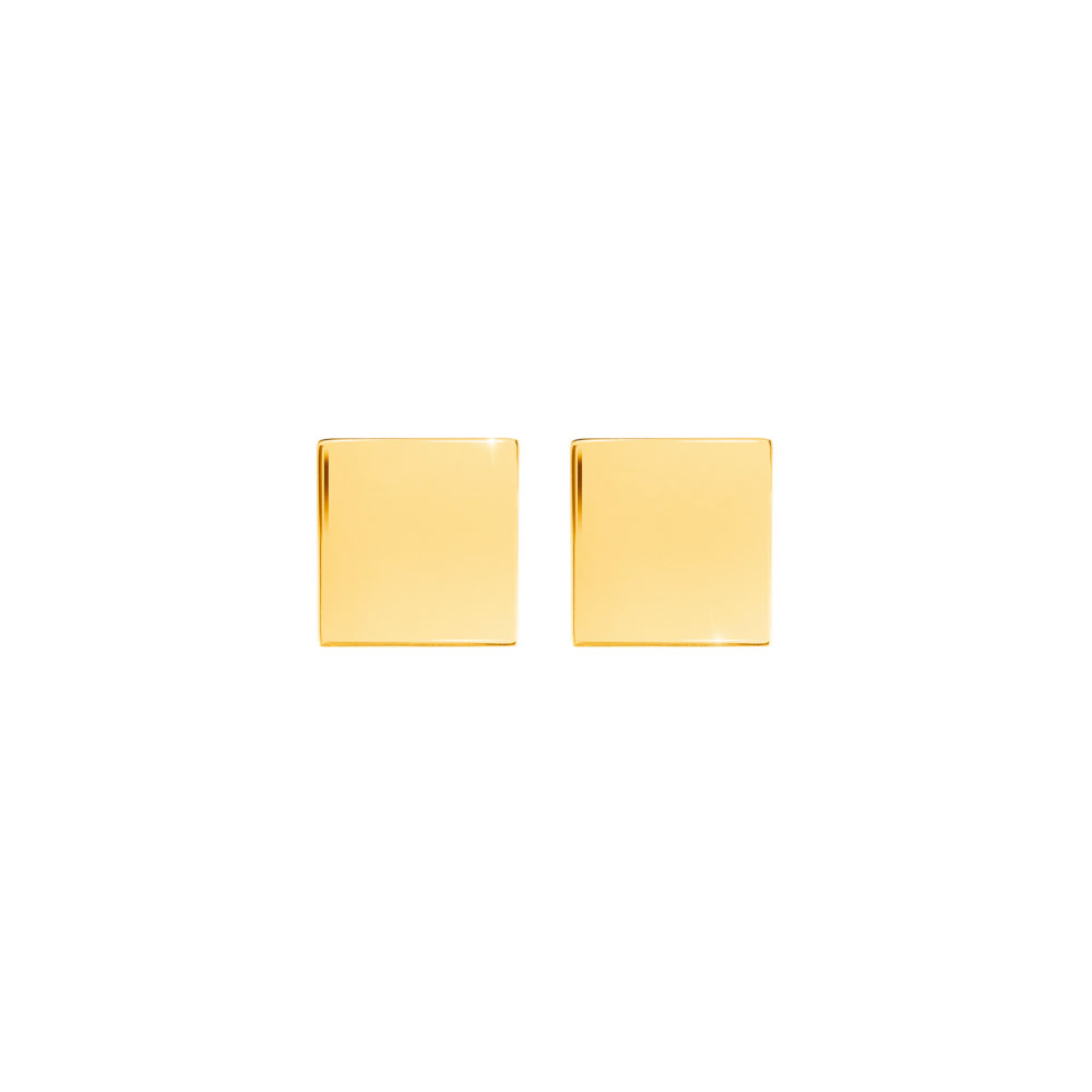 Simple Yellow Gold Square Stud Earrings
