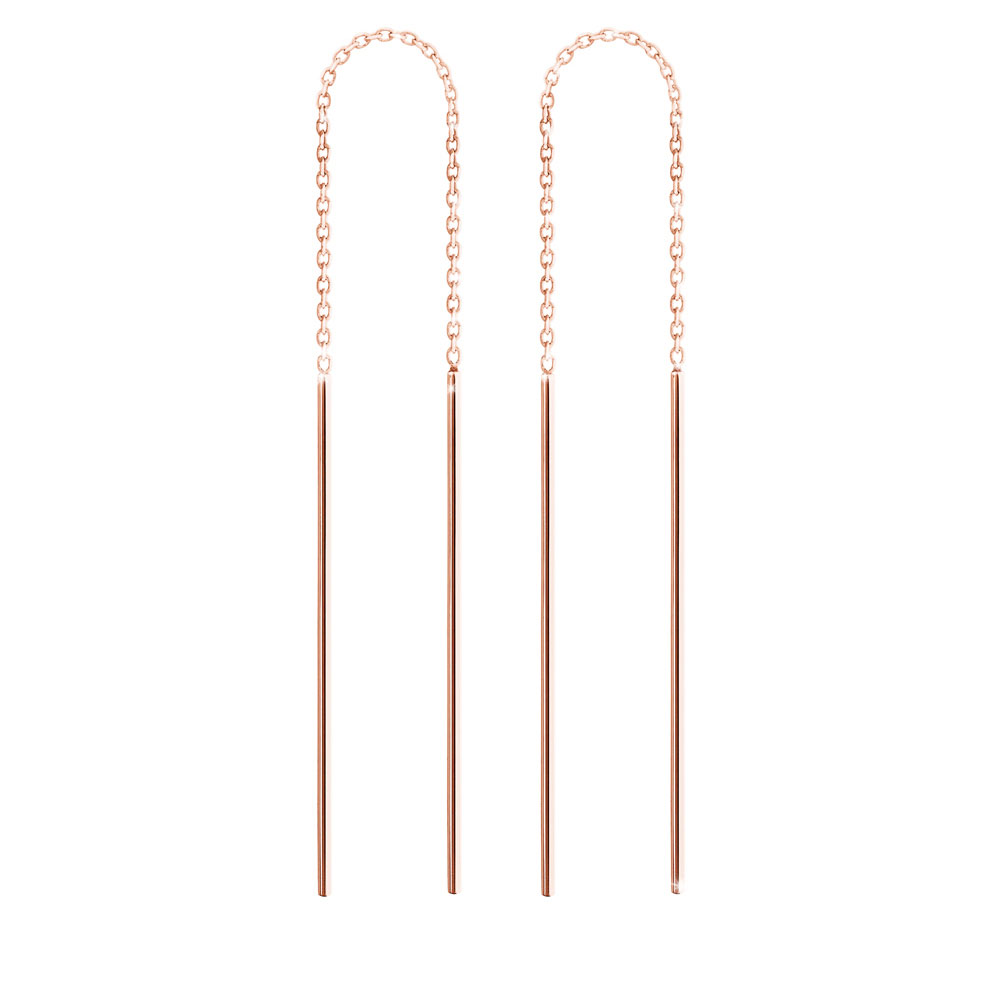 Rose Gold Threader Earrings with Two Thin Bars