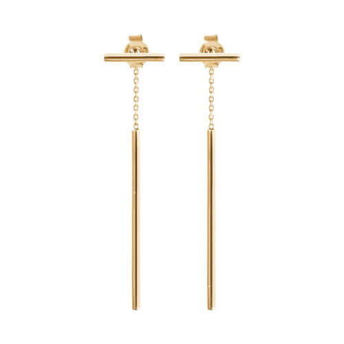 Double Yellow Gold Earrings with Two Bars