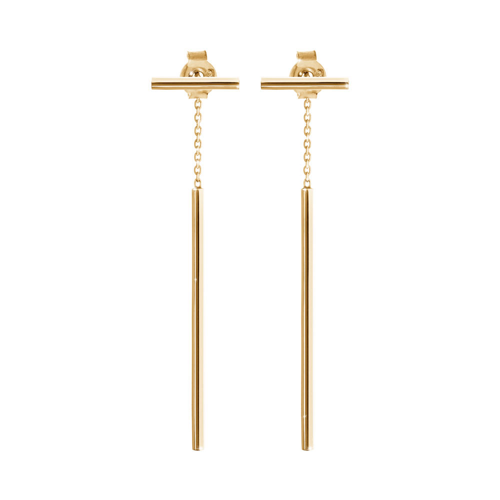Double Yellow Gold Earrings with Two Bars