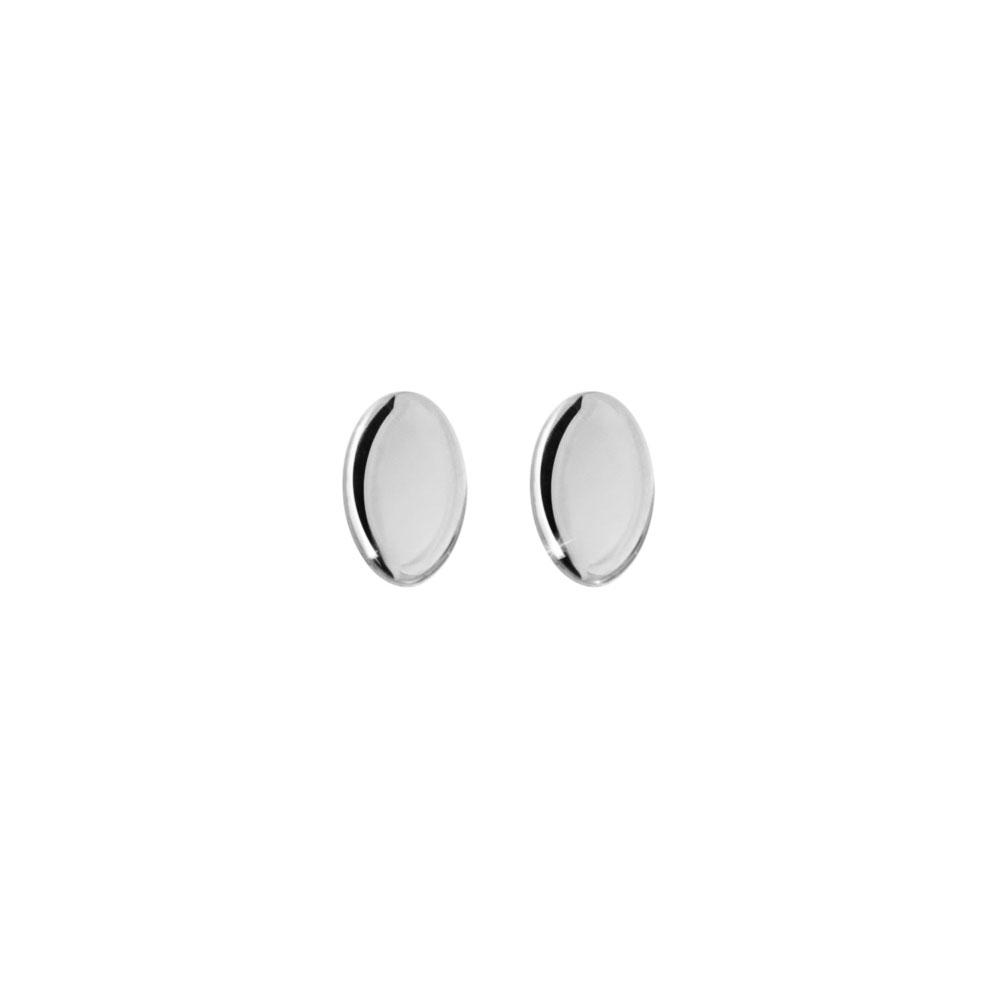 Tiny Oval Stud Earrings made of White Gold