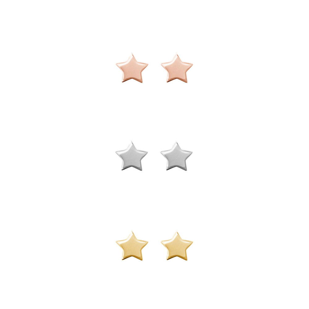 All Three Options Of The Tiny Star Studs made of Solid Gold
