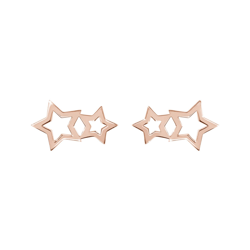 Double Star Earrings made of Rose Gold