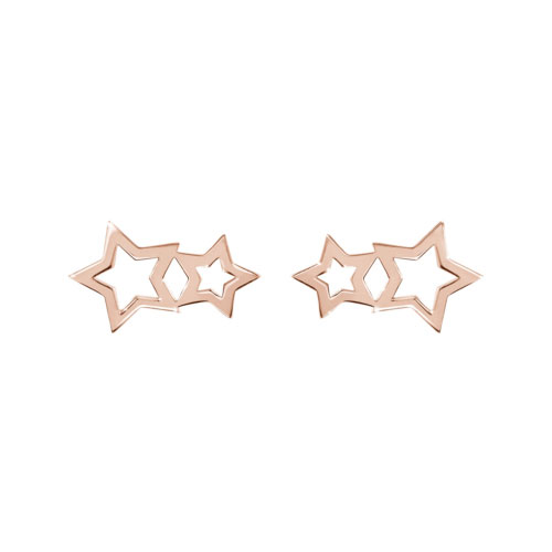 Double Star Earrings made of Rose Gold