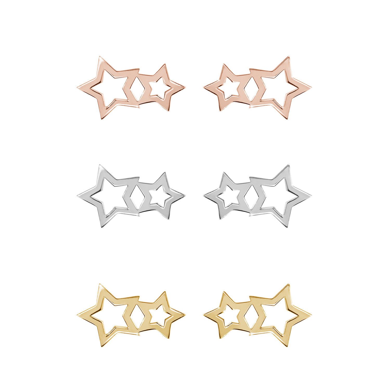 Star & Moon Stud Earring 14K Gold | Musemond