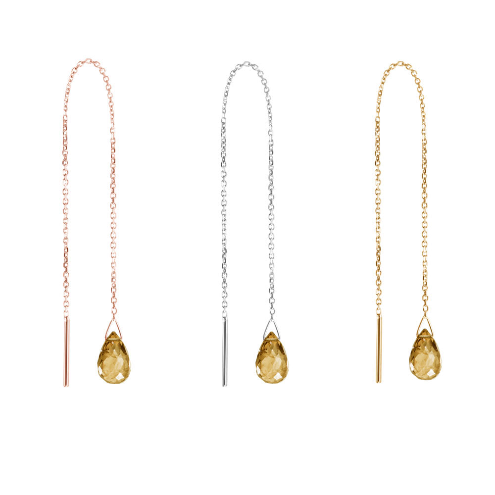 All Three Options Of The Tiny Citrine Gold Threader Earrings