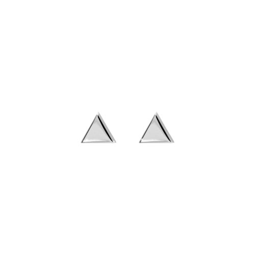 Mini Solid Triangle Stud Earrings made of White Gold
