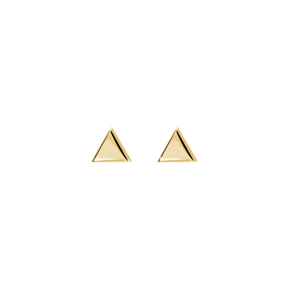 Mini Solid Triangle Stud Earrings made of Yellow Gold