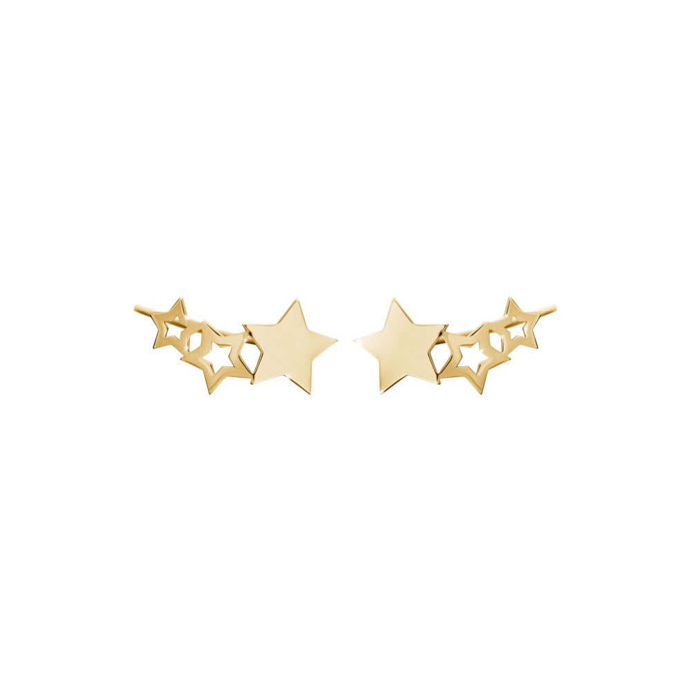 Dainty Star Climber Earrings made of Yellow Gold