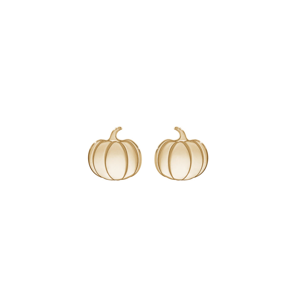 Yellow Gold Pumpkin Stud Earrings