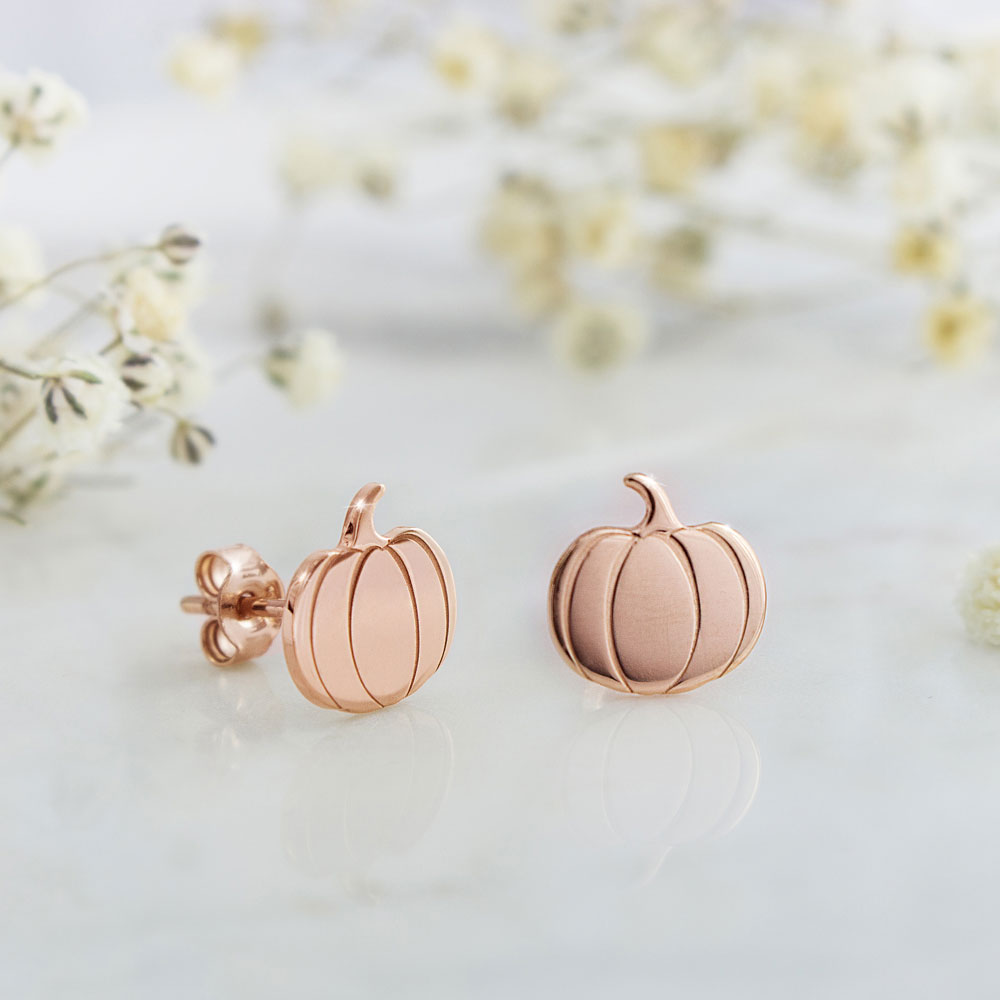 Rose Gold Pumpkin Stud Earrings