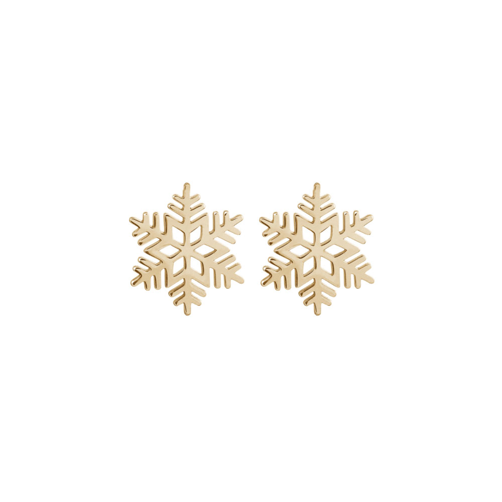 Dainty Snowflake Stud Earrings made of Yellow Gold