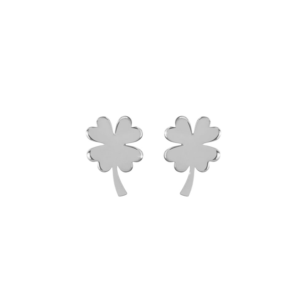 Four-Leaf Clover Studs in White Gold