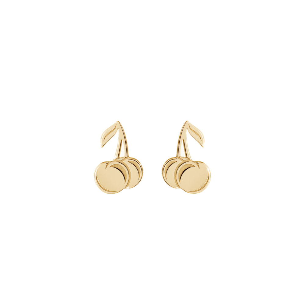 Sweet Cherry Stud Earrings made of Yellow Gold