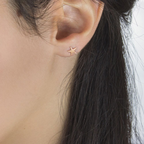 Tiny Starfish Stud Earrings in Rose Gold
