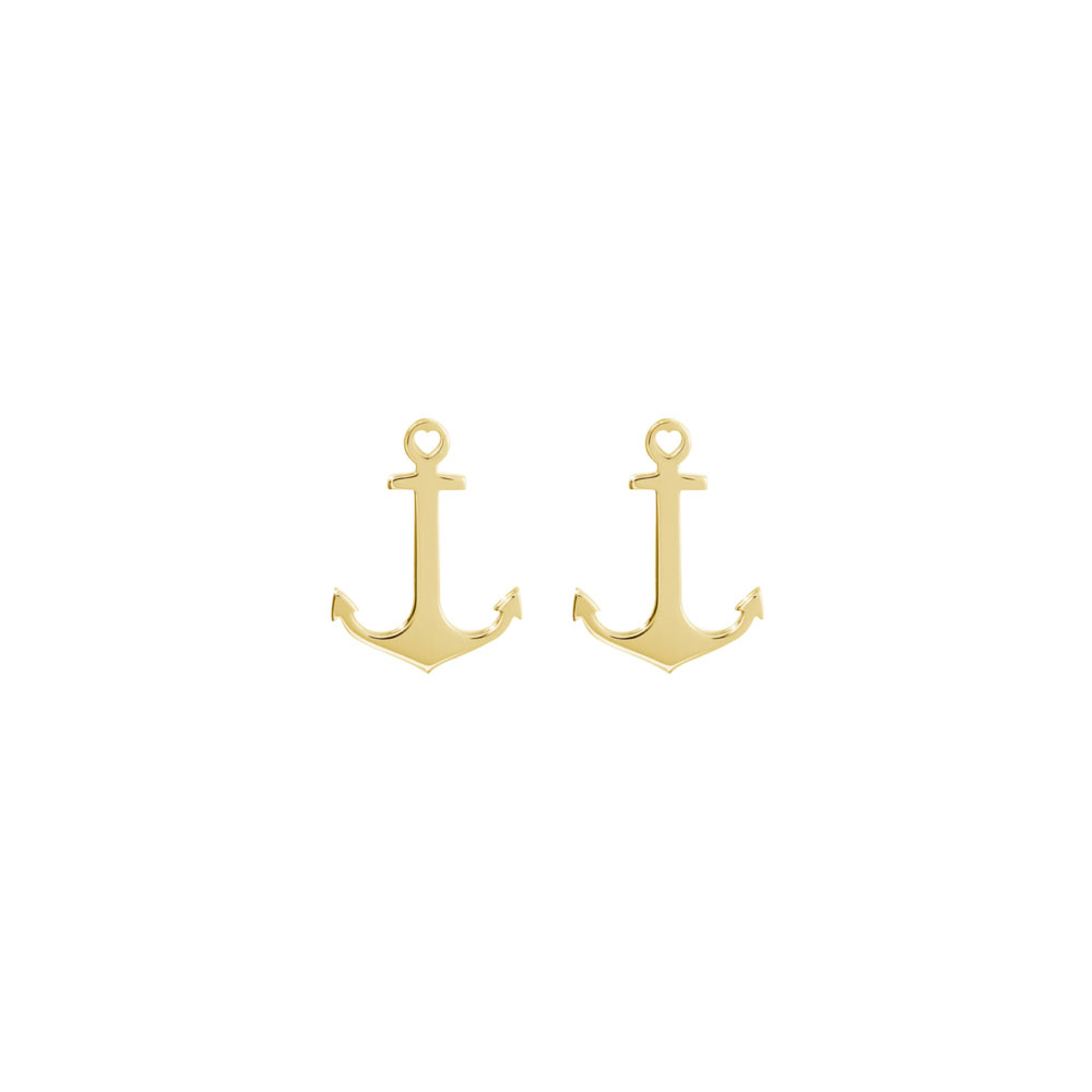 Dainty Anchor Studs in Yellow Gold