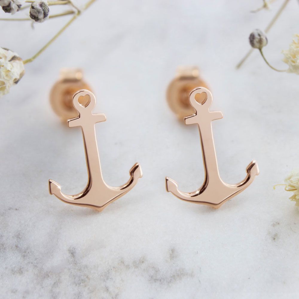 Anchor Studs in Rose Gold