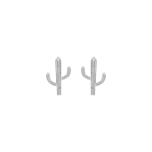 White Gold Cactus Stud Earrings