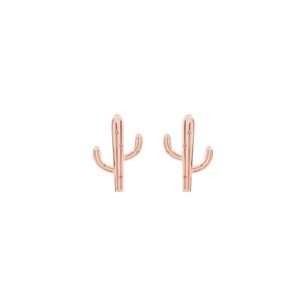 Rose Gold Cactus Stud Earrings