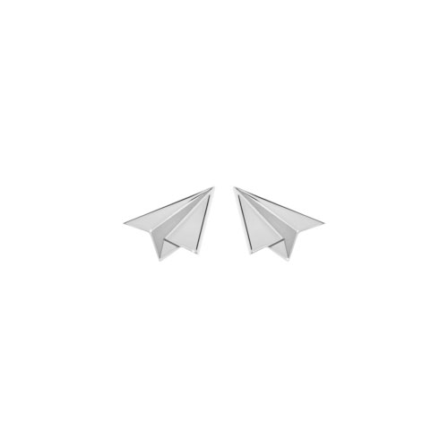 Paper Plane White Gold Stud Earrings