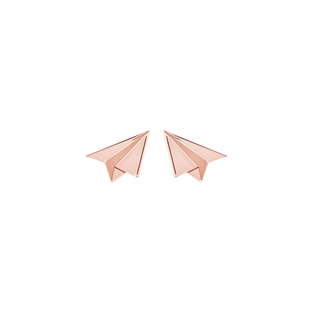 Paper Plane Rose Gold Stud Earrings