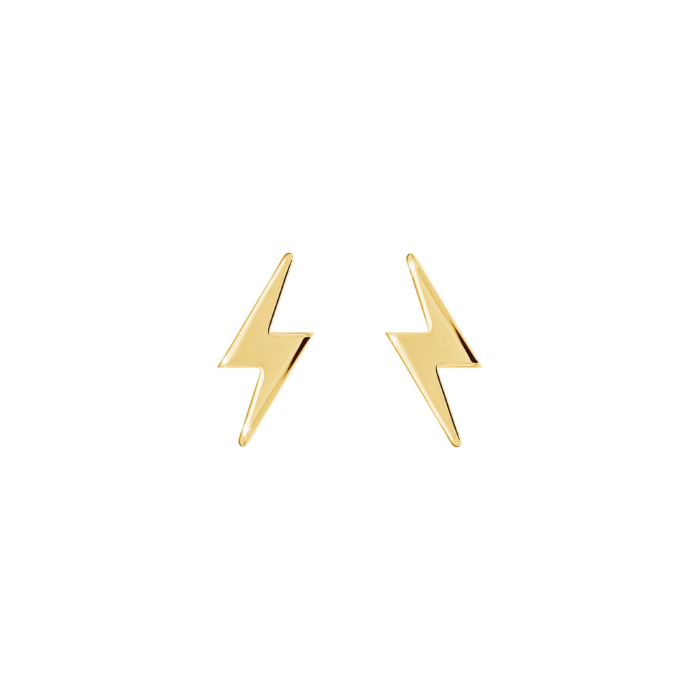 Lightning Bolt Earrings in Yellow Gold