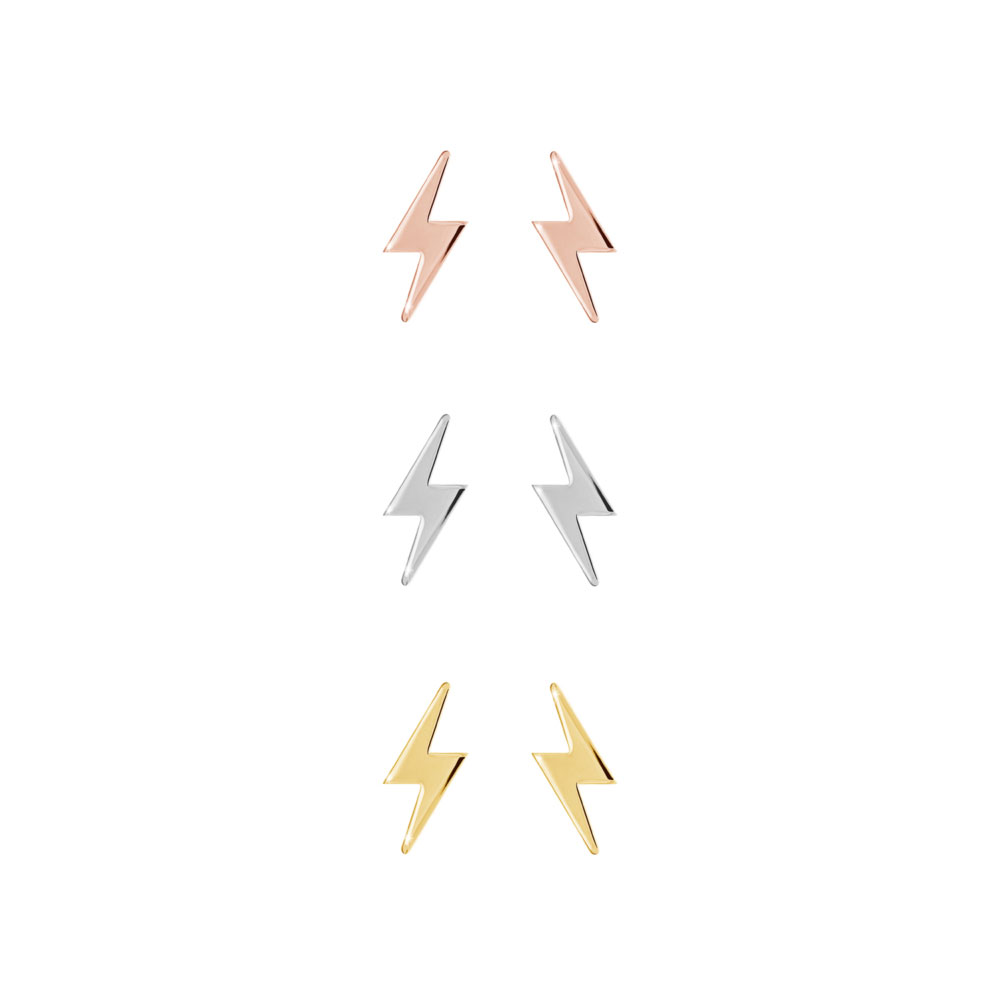 All Three Options Of The Lightning Bolt Earrings in Solid Gold