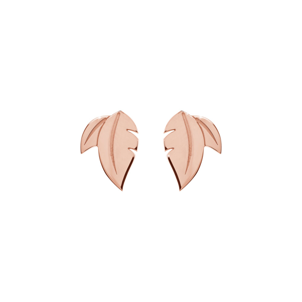 Double Leaf Rose Gold Stud Earrings