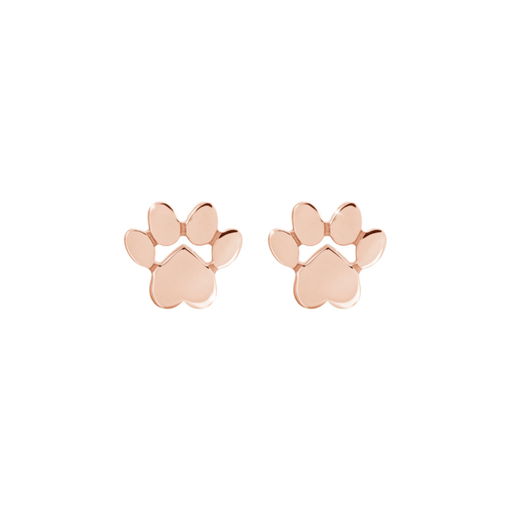 Tiny Paw Print Earrings in Rose Gold