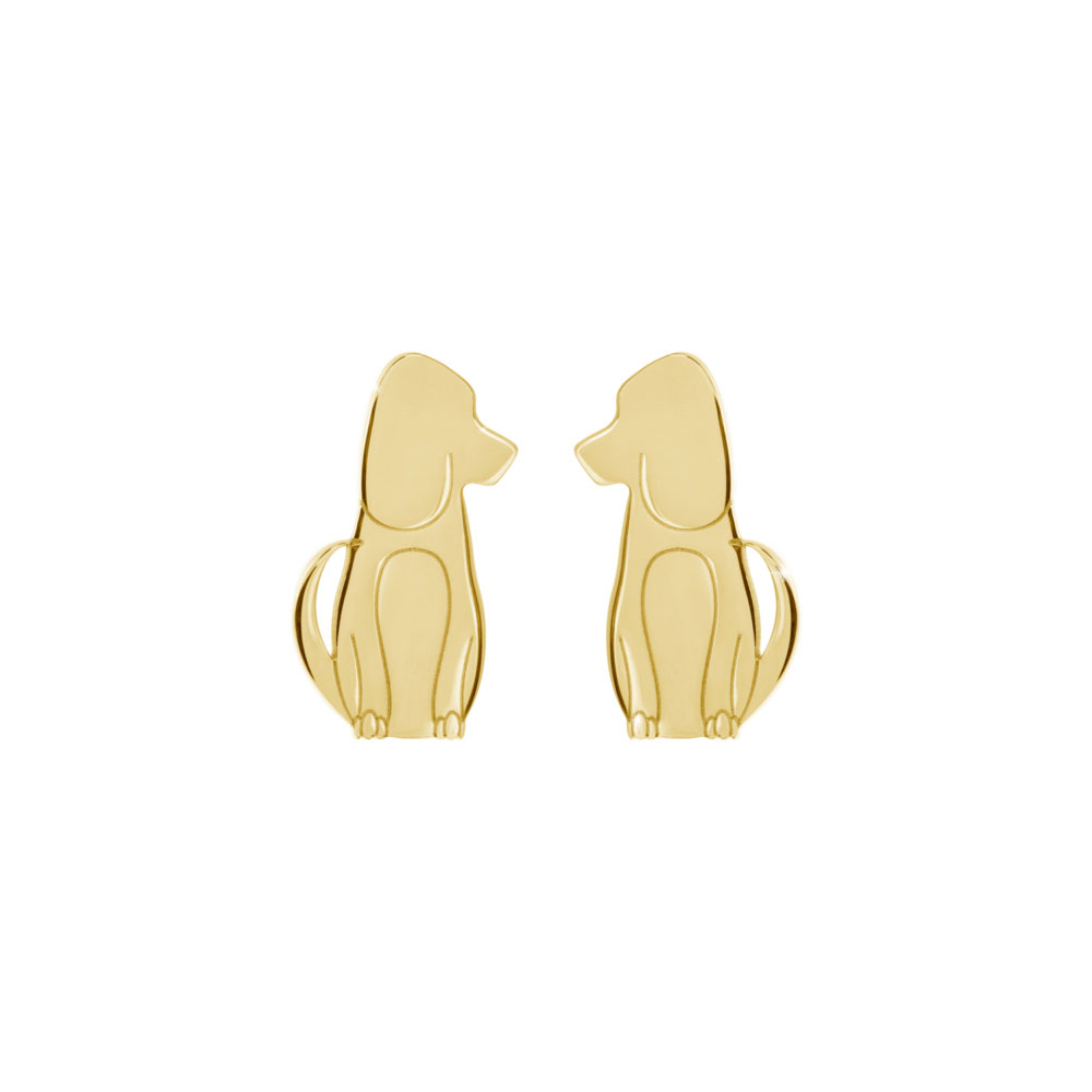 Cute Dog Studs made of Yellow Gold