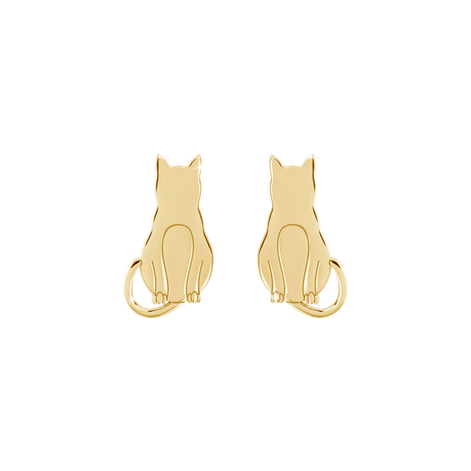 14K Yellow Gold Cat Stud Earrings Ear Jewelry 10mm x 5mm  Michaels