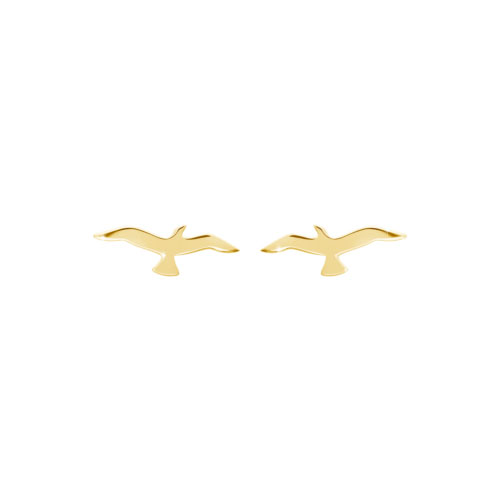 Small Seagull Earrings in Yellow Gold