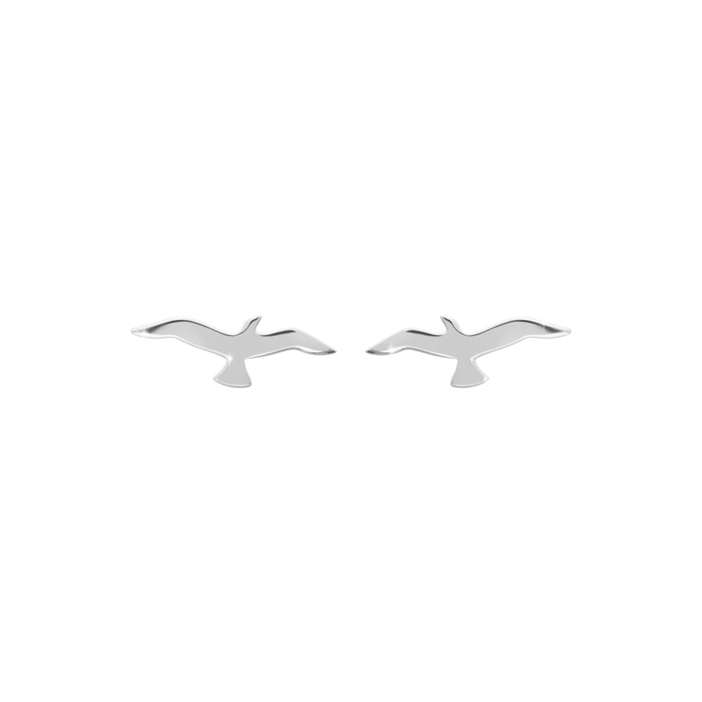Small Seagull Earrings in White Gold