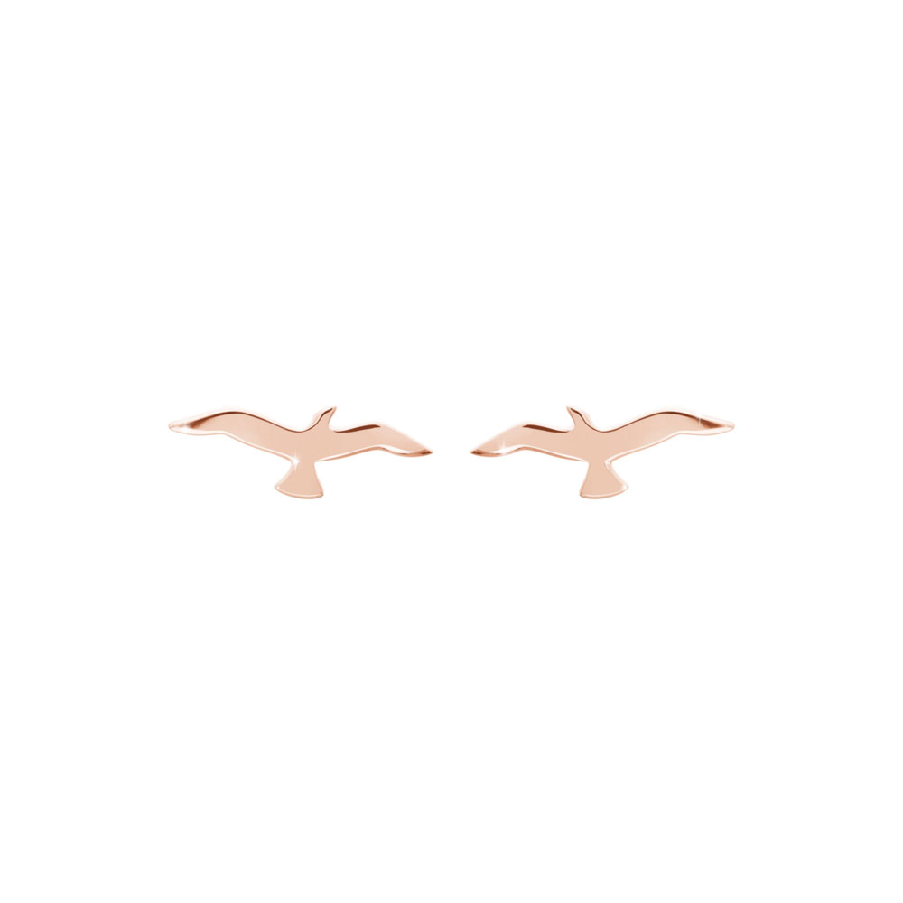 Small Seagull Earrings in Rose Gold