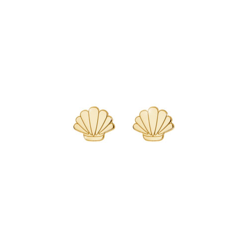 Dainty Clam Seashell Earrings made of Yellow Gold