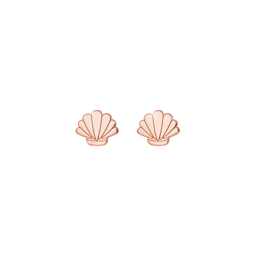 Dainty Clam Seashell Earrings made of Rose Gold
