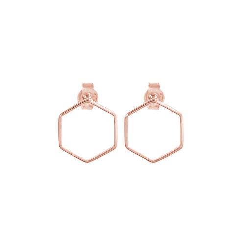 Small Hexagonal Earrings made of Rose Gold