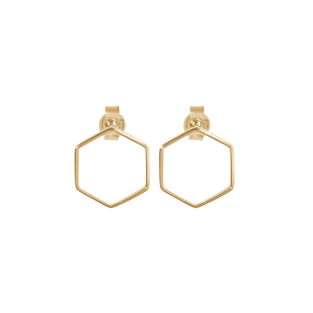 Small Hexagonal Earrings made of Yellow Gold