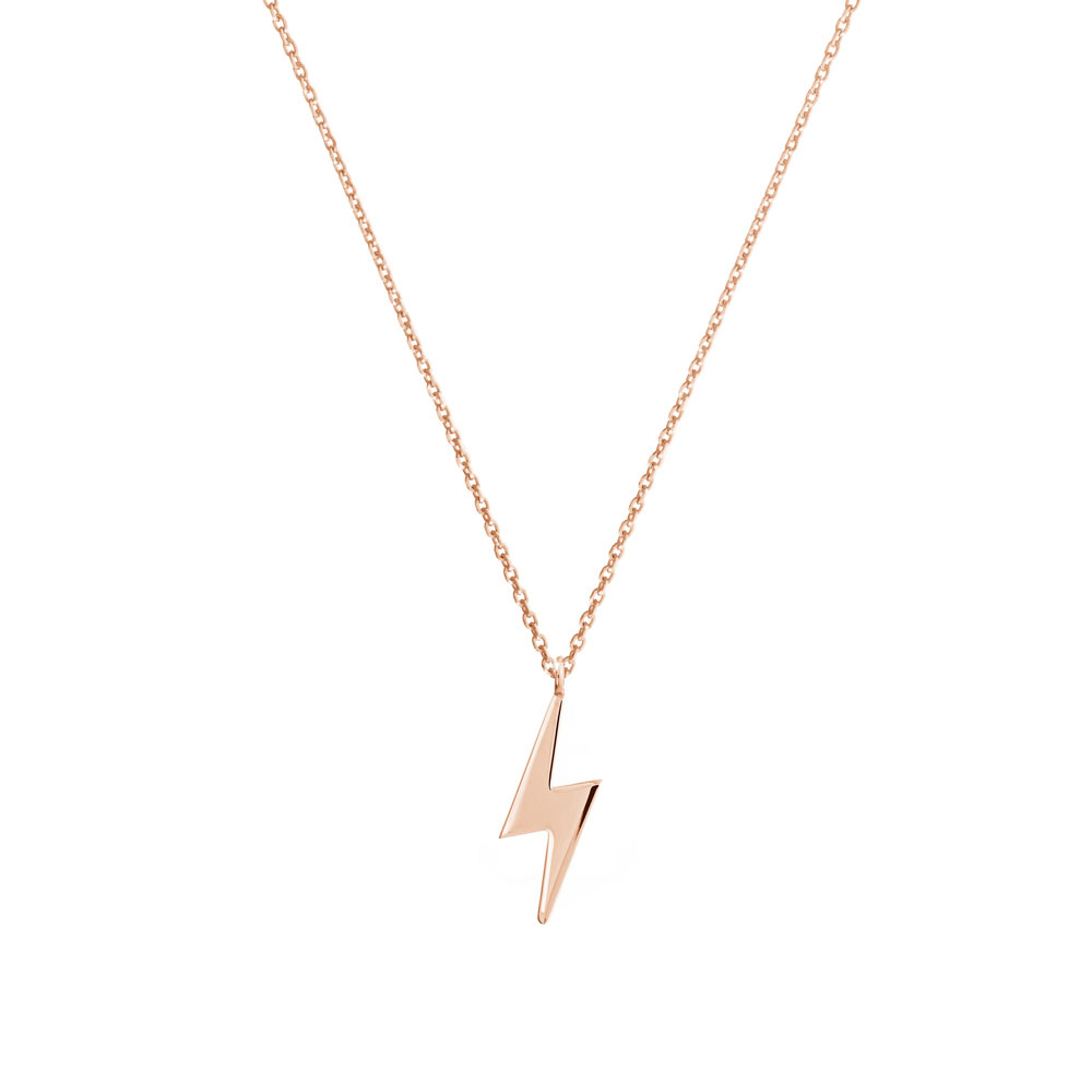 Lightning Bolt Pendant Necklace in Rose Gold