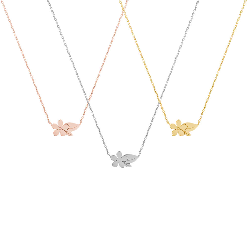 All Three Options Of The Floral Charm Necklace made of Solid Gold