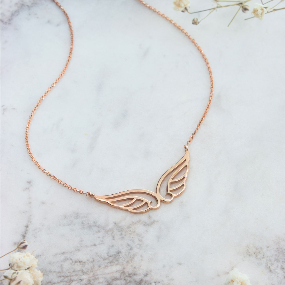 Dainty Wings Necklace made of Rose Gold