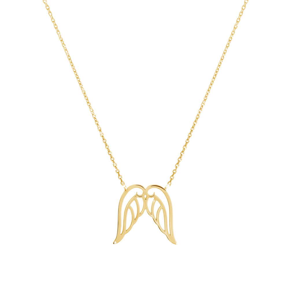 Yellow Gold Necklace with Angel Wings