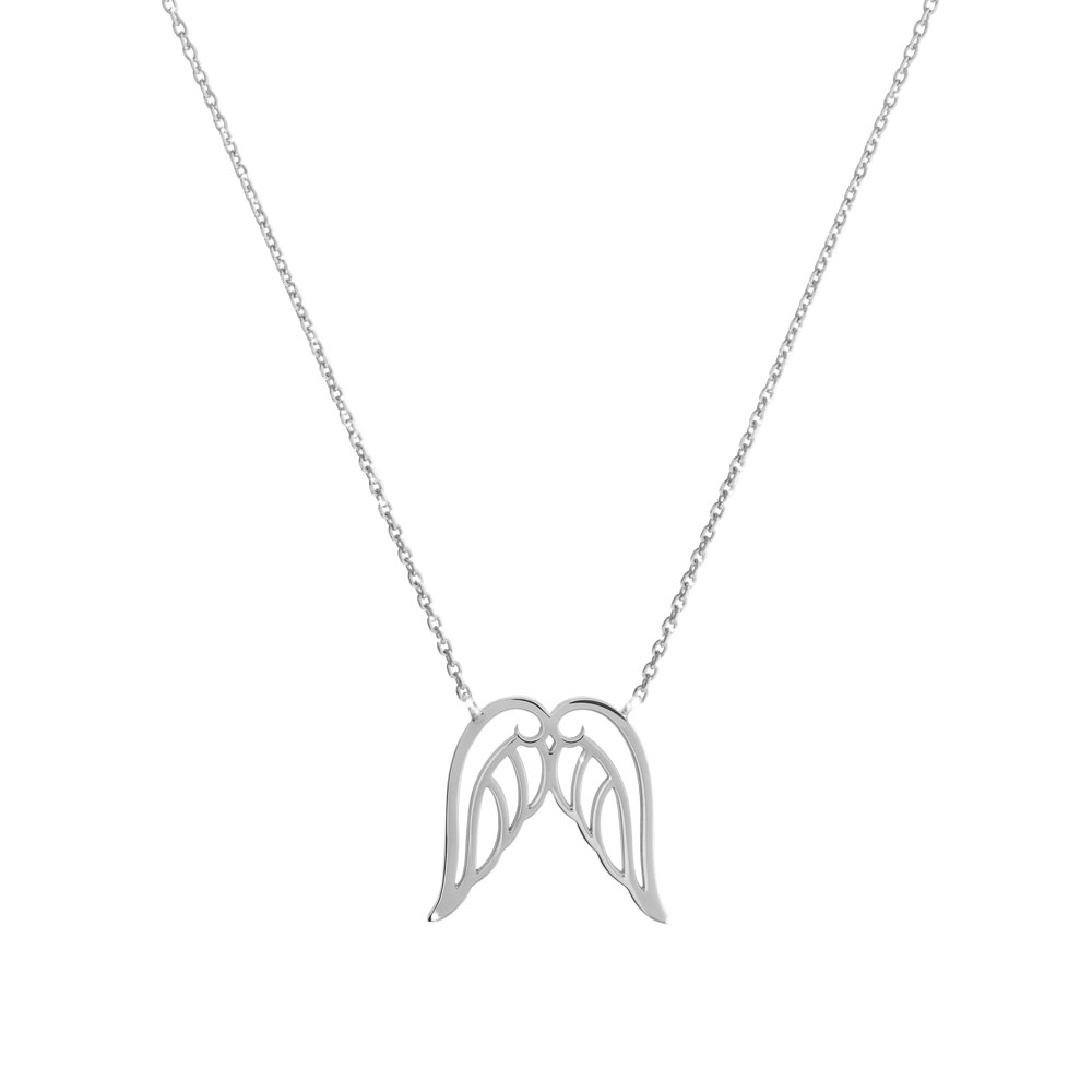 White Gold Necklace with Angel Wings